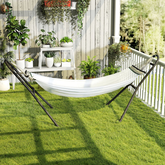 Outsunny 9ft Hammock Stand Adjustable Frame with Non Slip Feet for Indoor Outdoor 250 Kg Capacity Black