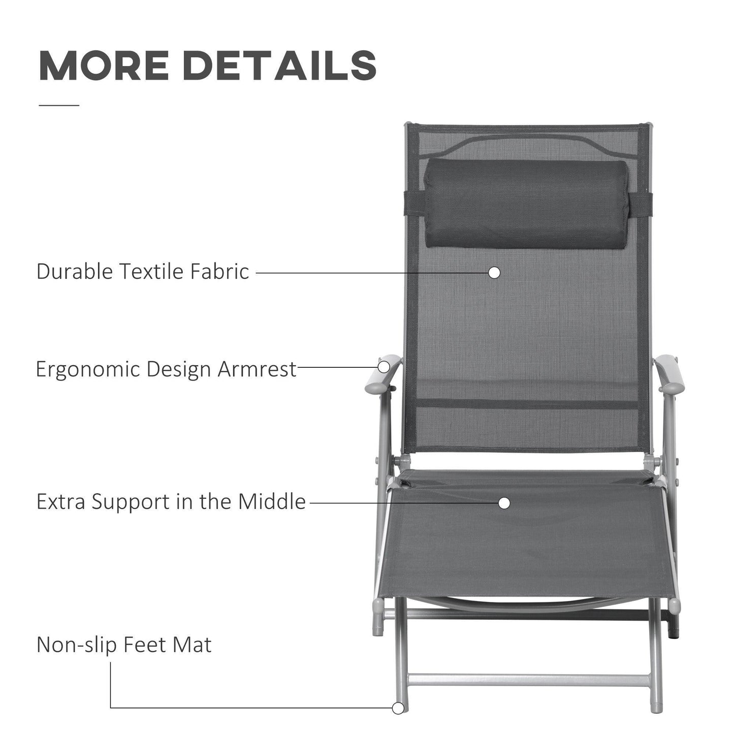 Outsunny Portable Folding Chaise Lounge Chair: 7 Adjustable Positions - ALL4U RETAILER LTD