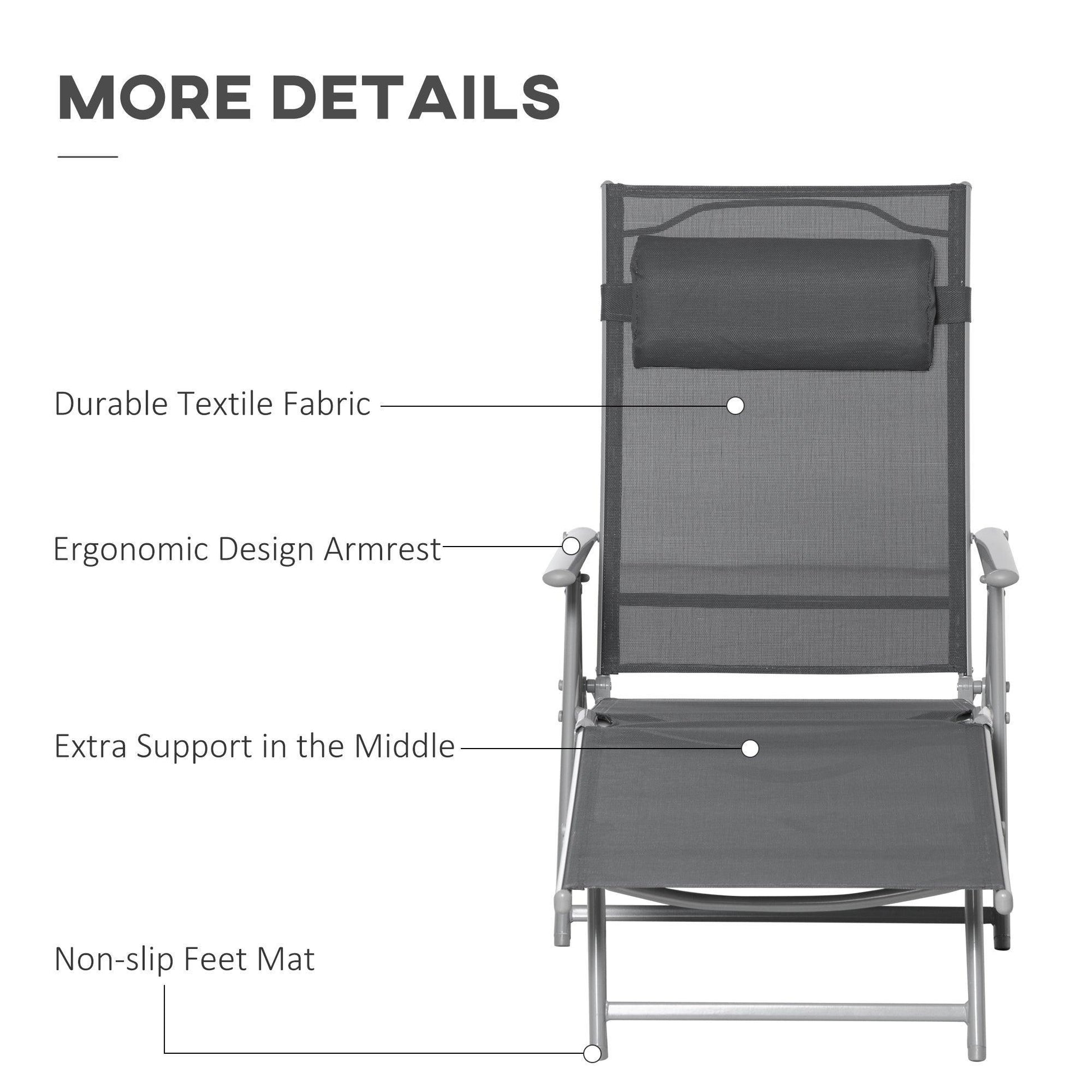 Outsunny Portable Folding Chaise Lounge Chair: 7 Adjustable Positions - ALL4U RETAILER LTD