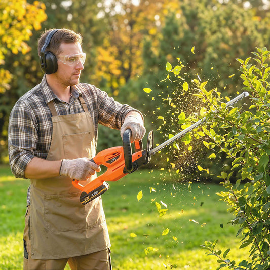 Outsunny 20 Inch Cordless Hedge Trimmer 18V With 51 Cm Dual Action Blade 2000mAh Battery
