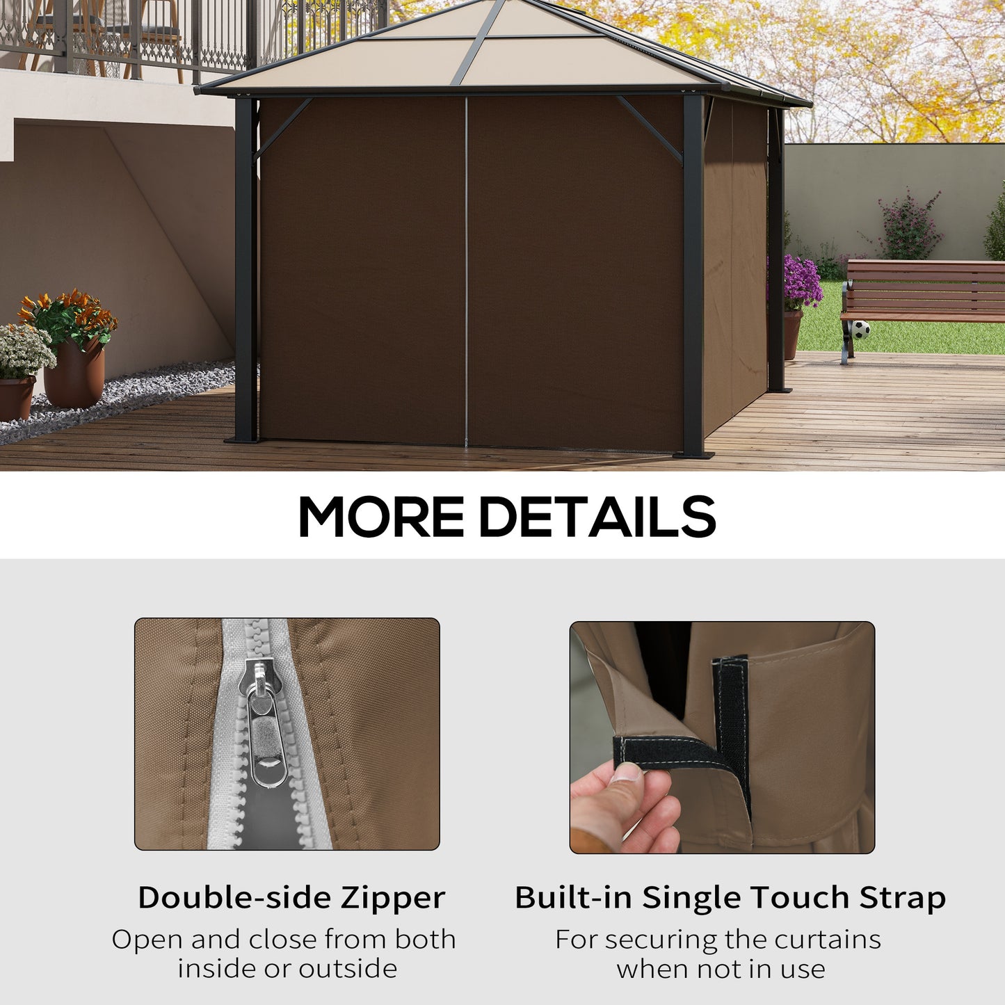 Outsunny 4 Pack Replacement Gazebo Curtains Privacy Panels For Most 3x4m Gazebos Dark Brown