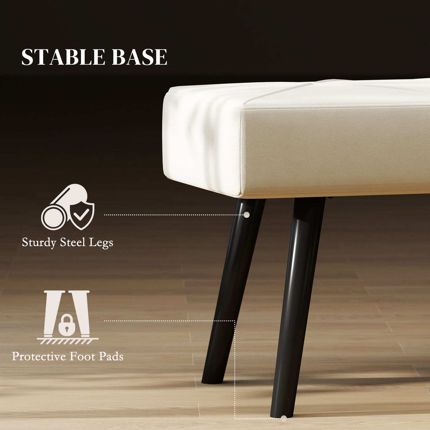 HOMCOM Cream Velvet Upholstered Hallway And End Of Bed Bench With X Shape Design And Steel Legs