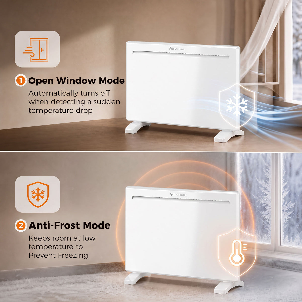 Homcom Smart Panel Heater 1500W Wall Mount Freestanding WiFi App Timer