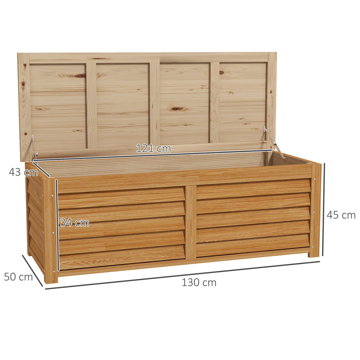 Outsunny 292L Outdoor Storage Box Fir Wood Garden Storage Container Deck Box Balcony Porch Poolside Light Brown