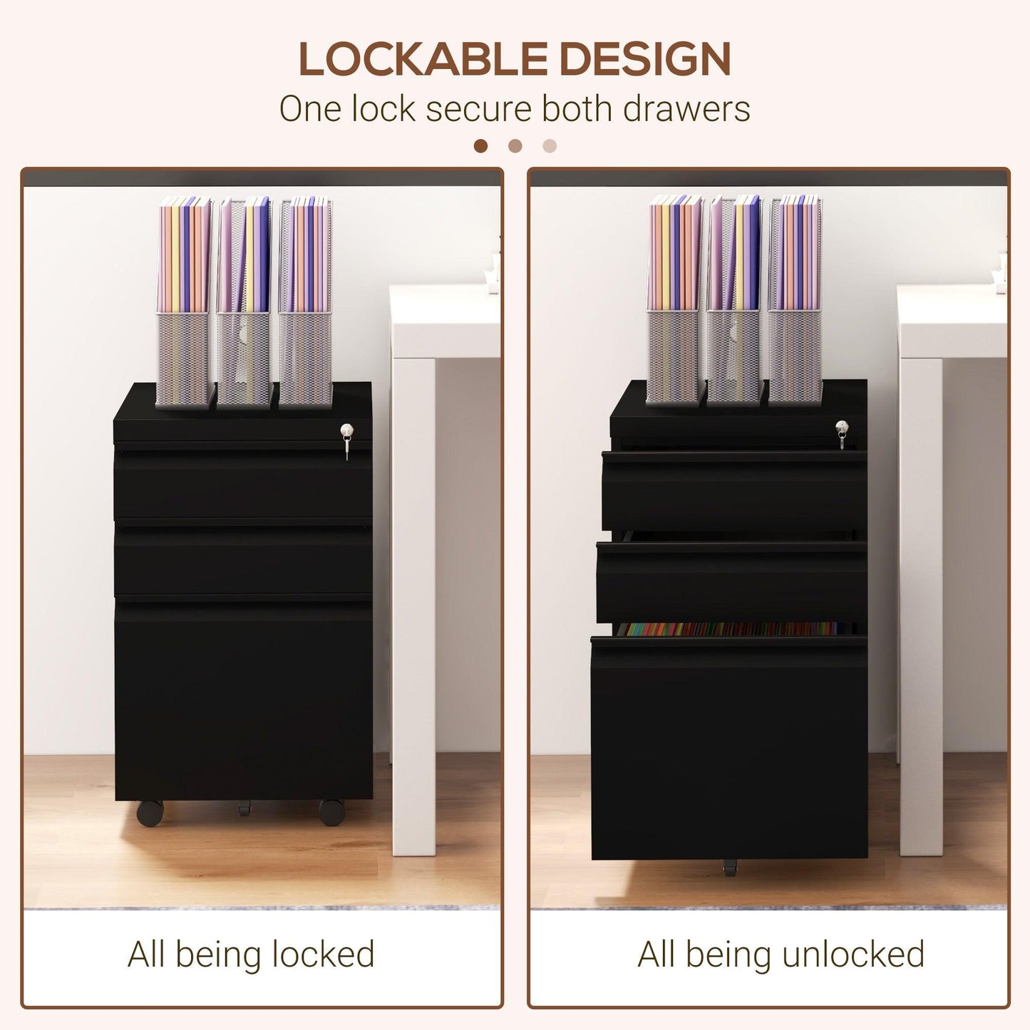 Vinsetto Steel File Cabinet with Lock and Hanging Bar for Letter A4 Legal Size - ALL4U RETAILER LTD