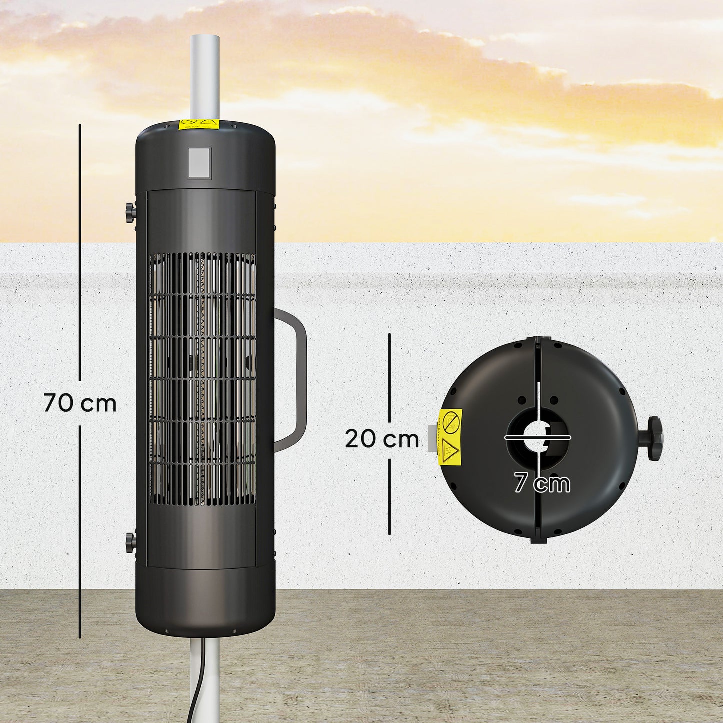 Outsunny Patio Parasol Heater Umbrella Mounted Electric Heater For 25-70 Mm Poles Adjustable Overhead Warmth