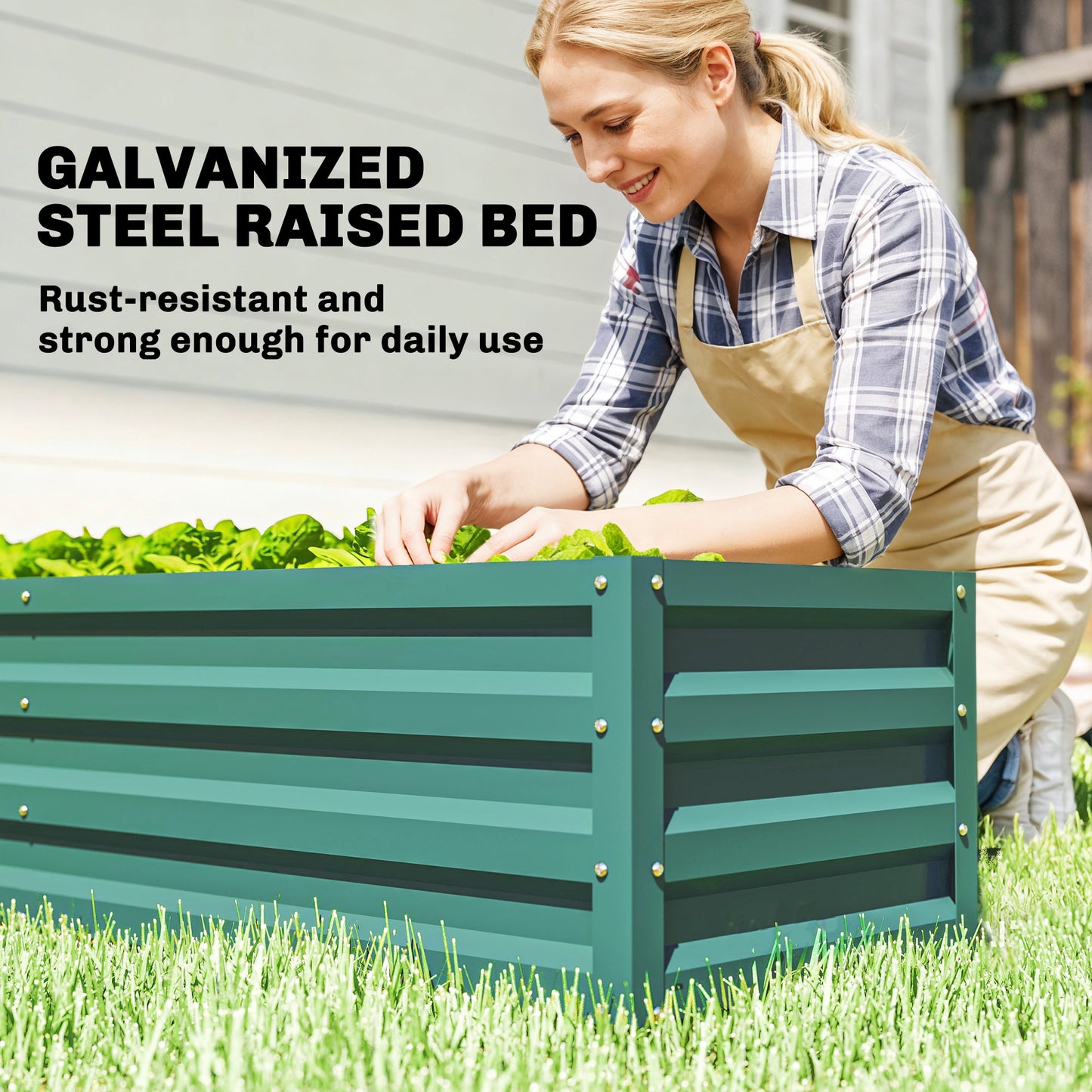 Outsunny Small Greenhouse With Raised Garden Bed Walk In Greenhouse With Roll Up Windows 141 X 141 X 190 Cm Green