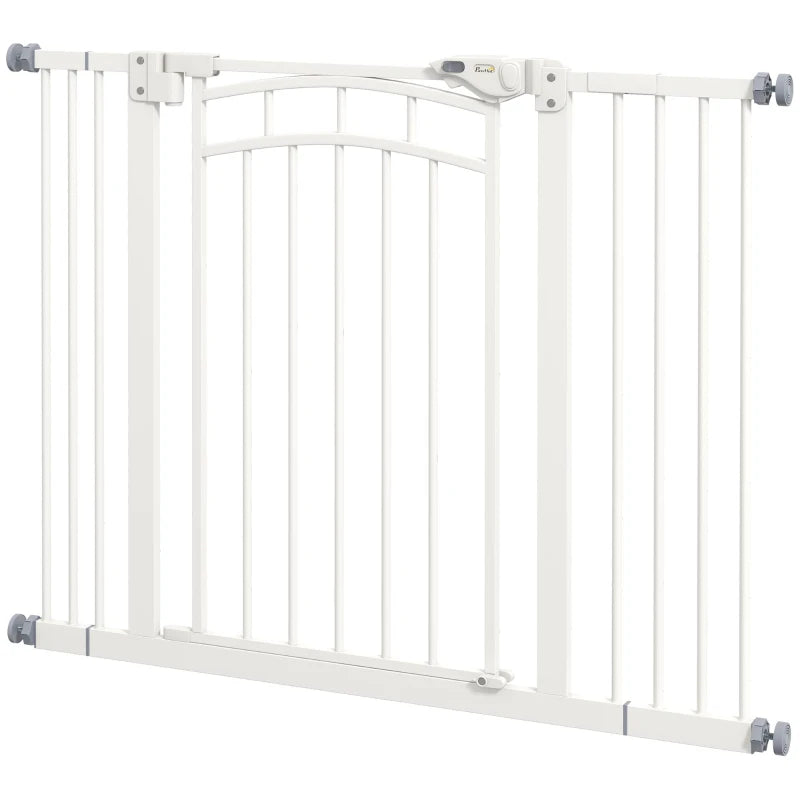 PawHut Pressure Fit Stair Gate with Auto-Closing Door for Small to Medium Dogs - Easy Installation, Adjustable Width 74-100cm - ALL4U RETAILER LTD