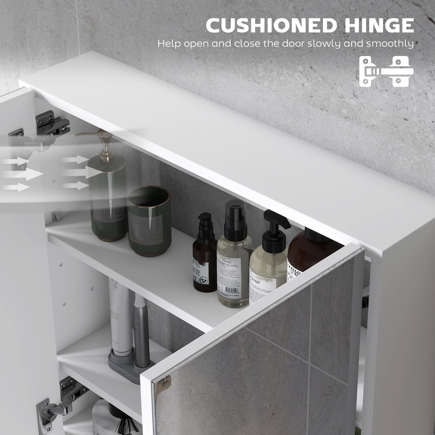 HOMCOM 60 x 15 cm White Double Door Wall Mounted Bathroom Mirror Cabinet With Adjustable Shelves