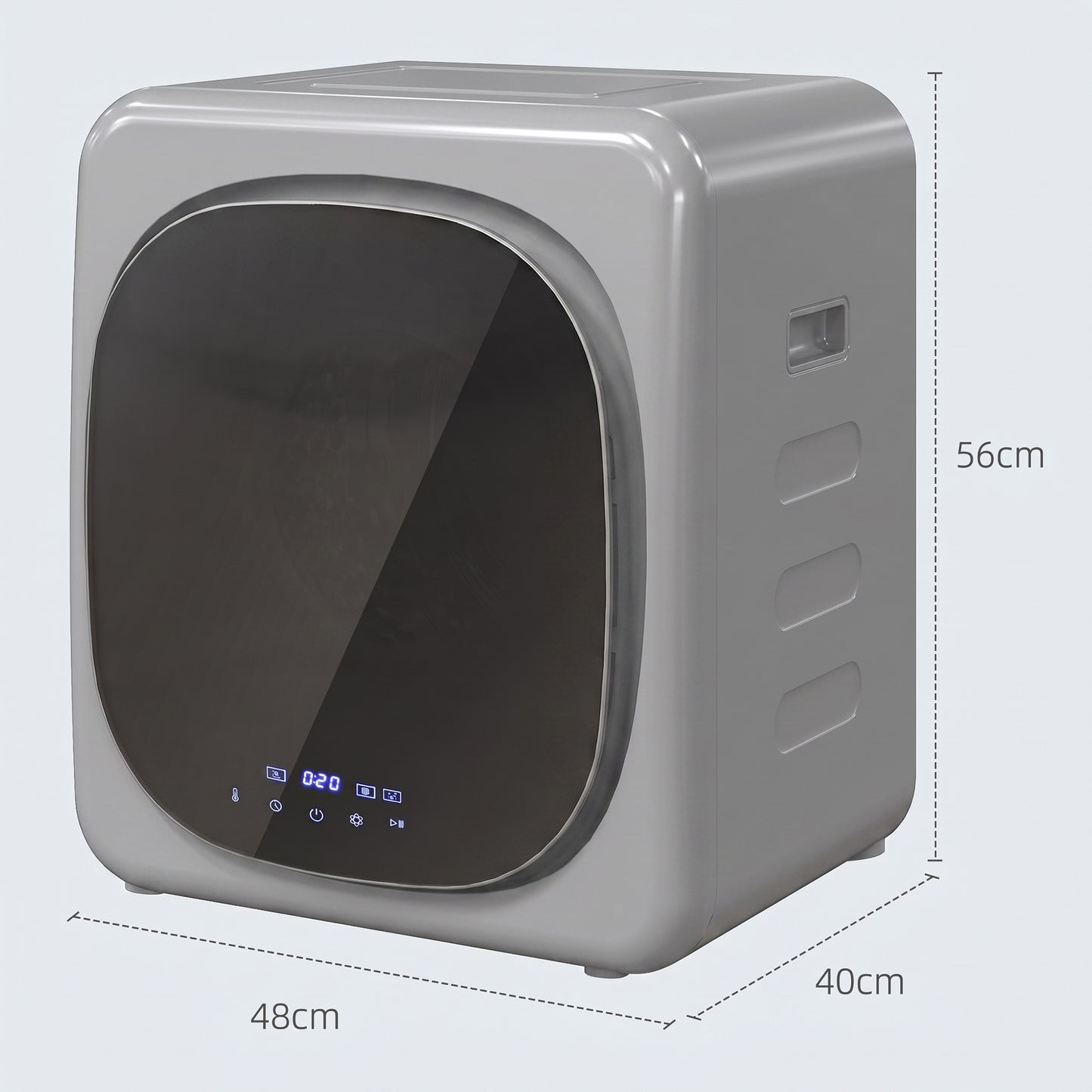 HOMCOM 2.5kg Vented Tumble Dryer With Smart Mode 800W Compact Stainless Steel Tub Silver Tone