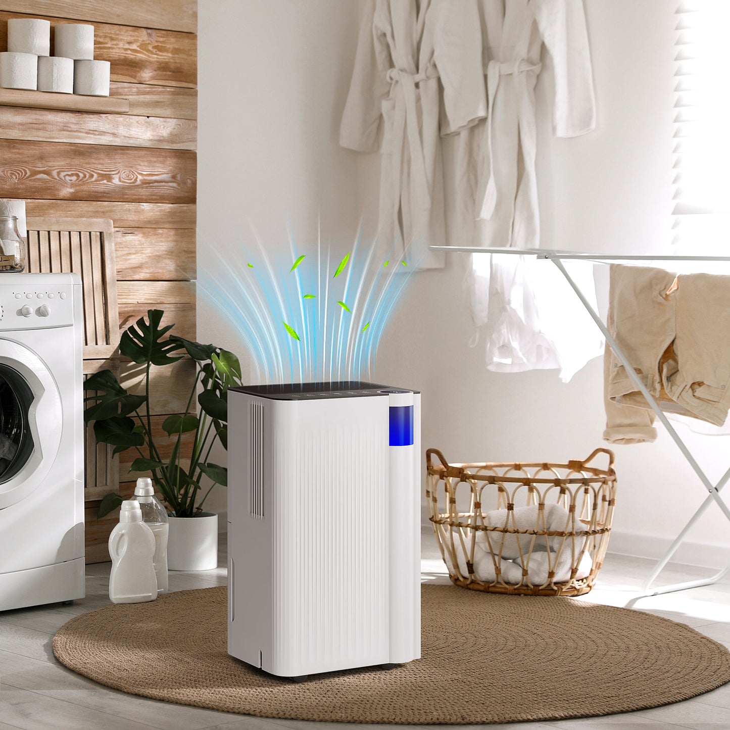 HOMCOM 12 L Per Day Dehumidifier With Filter White 2 L Tank For 10 to 25 Square Meters