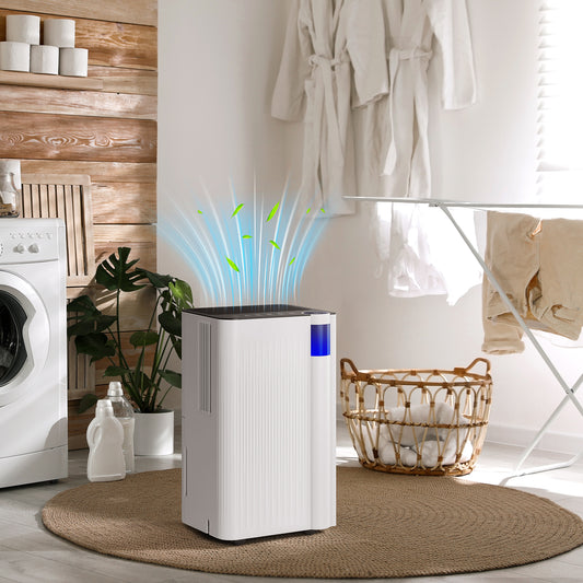 HOMCOM 12 L Per Day Dehumidifier With Filter White 2 L Tank For 10 to 25 Square Meters