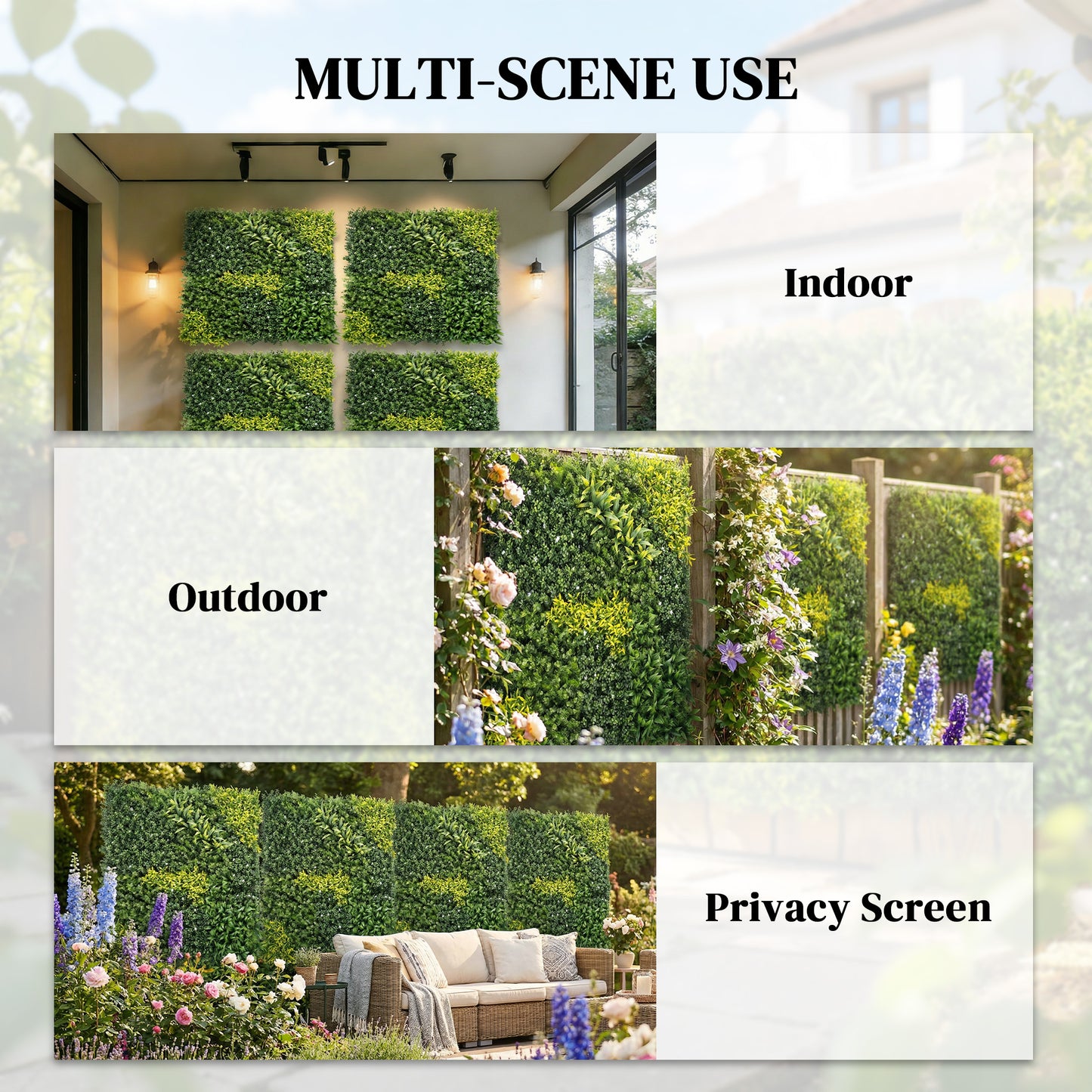 Outsunny 100x100 Cm Artificial Plant Wall Panel With Grass Backdrop Green UVA 340 Protection