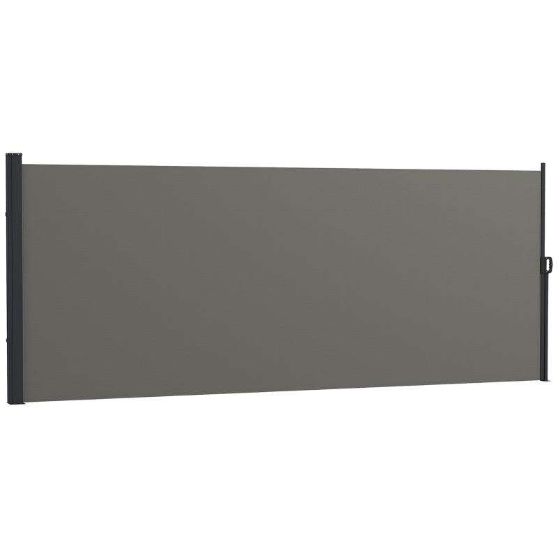 Outsunny Retractable Side Awning - Outdoor Privacy Screen for Garden, Hot Tub, Balcony, Terrace, Pool - 400x160cm - Dark Grey - ALL4U RETAILER LTD