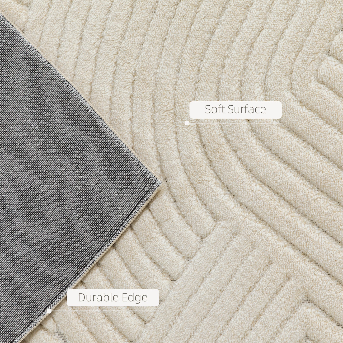 HOMCOM Modern Geometric Rug Thick Plush Non Slip 200 x 140 cm Cream Living Room Bedroom Office Jacquard