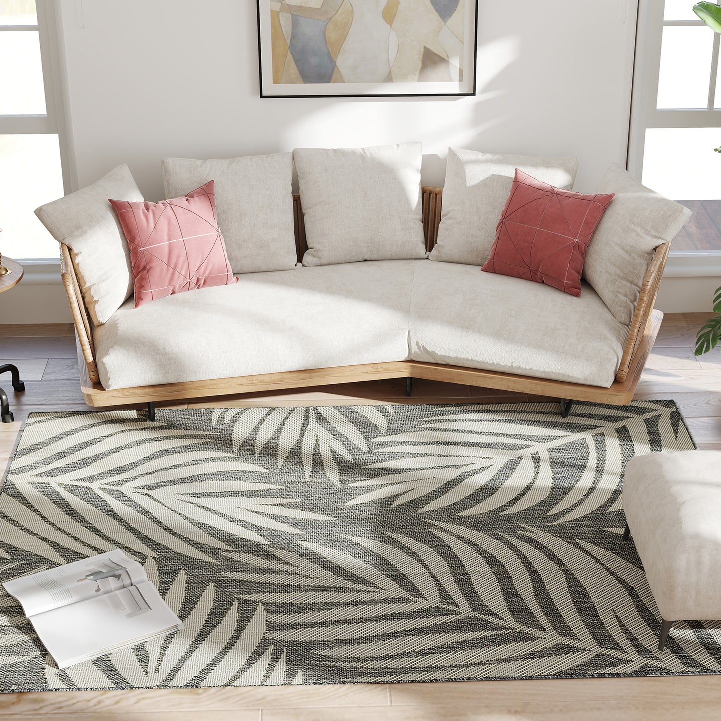 HOMCOM UV Resistant Indoor Outdoor Area Rug 230x160 cm Grey Easy Clean Machine Washable for Patio Garden