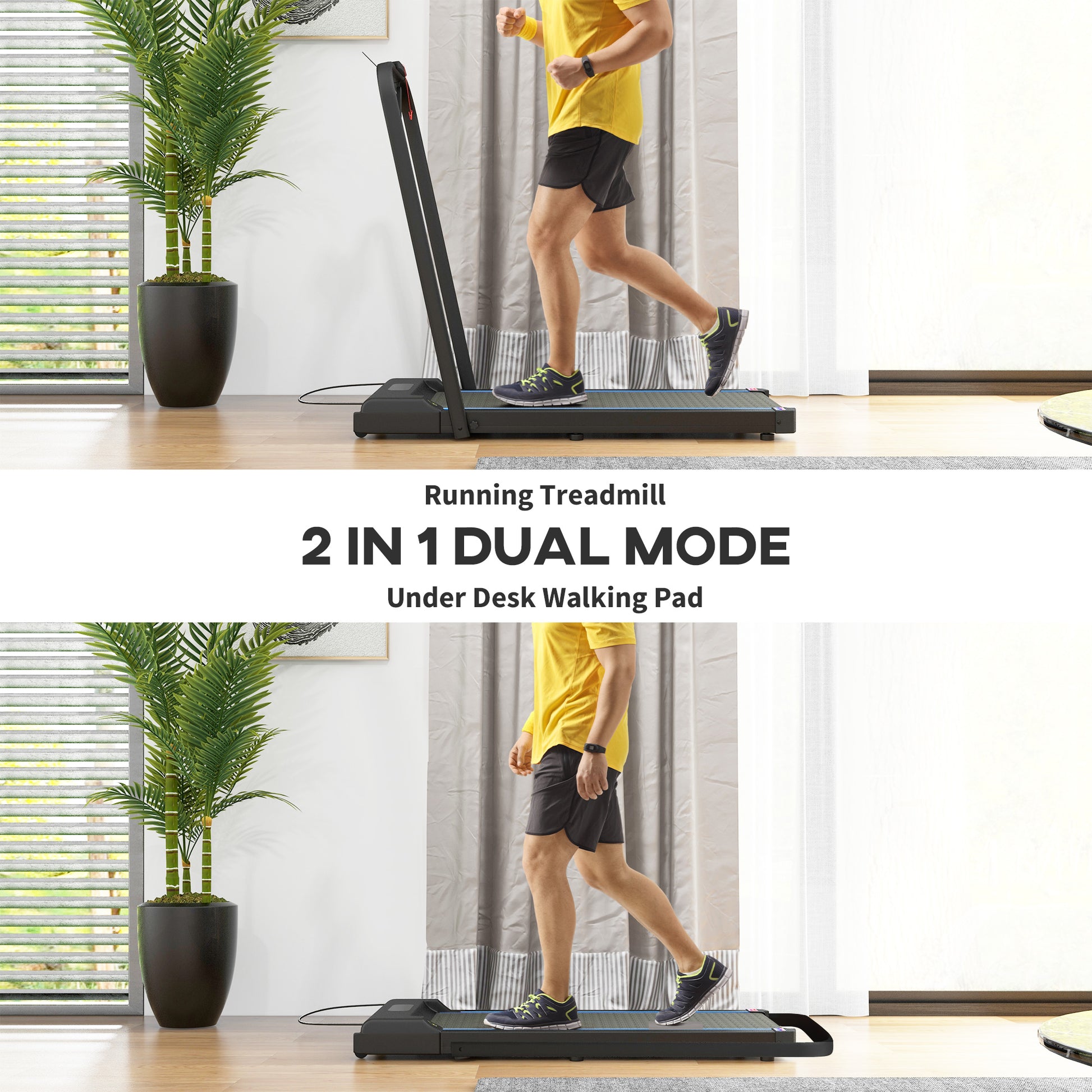 SPORTNOW 2.5HP Compact Walking Treadmill with Remote and LED Display for Home and Office Use, Blue - ALL4U RETAILER LTD