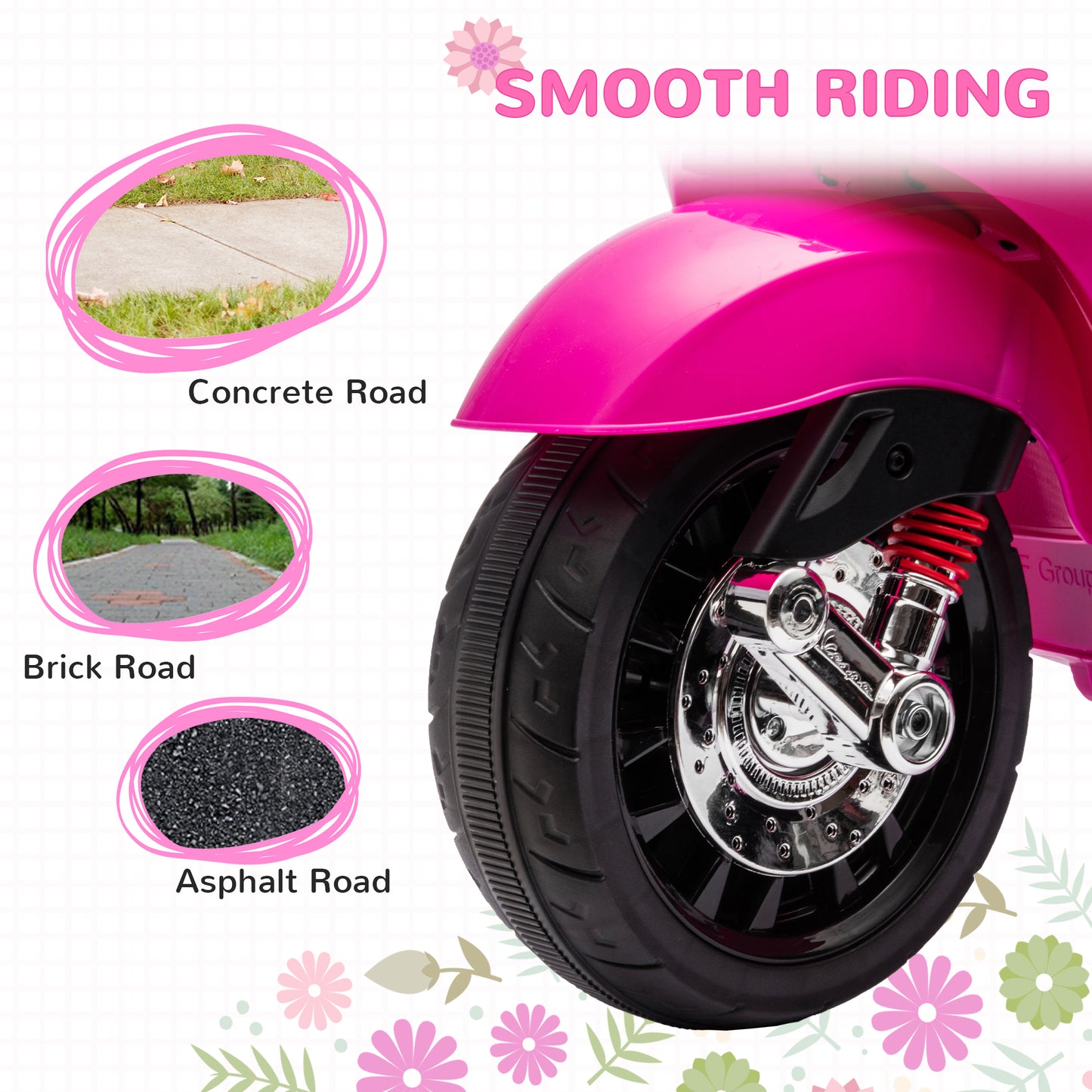 AIYAPLAY Vespa-Inspired Pink Electric Ride-On Motorbike for Kids Aged 3-6 with Music and Lights - ALL4U RETAILER LTD