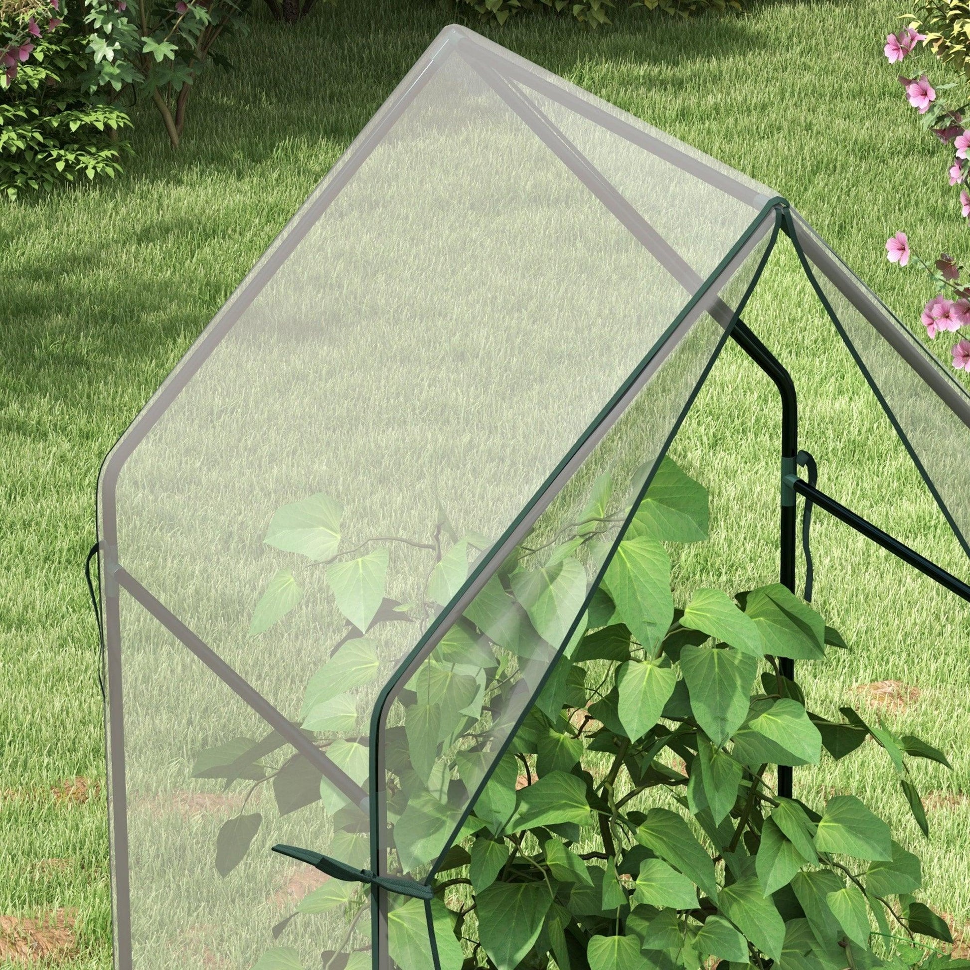 Outsunny Mini Greenhouse, Garden Tomato Growhouse with 2 Zipped Doors, Portable Indoor Outdoor Green House, 90 x 90 x 145cm, Clear - ALL4U RETAILER LTD