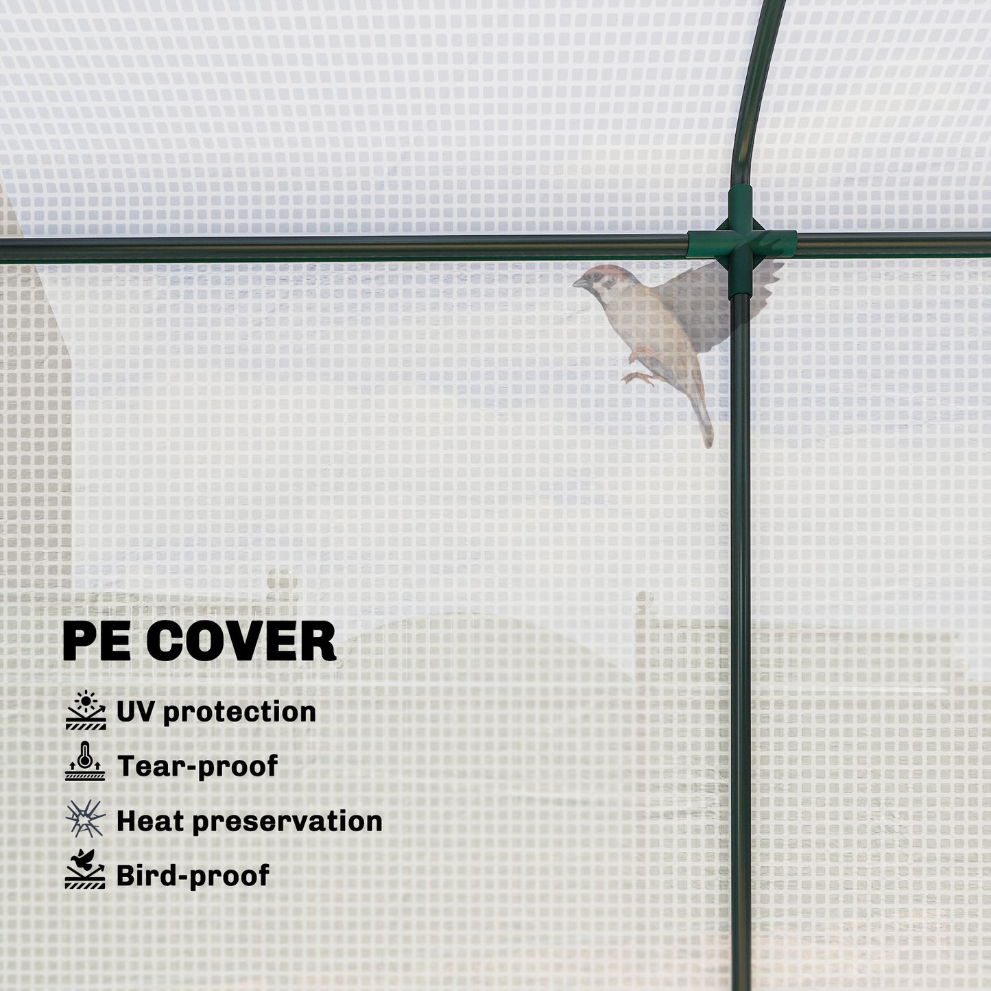 Outsunny Mini Greenhouse Garden Tomato Growhouse With Roll Up Door And 2 Mesh Windows PE Cover 200 x 75 x 188 Cm White