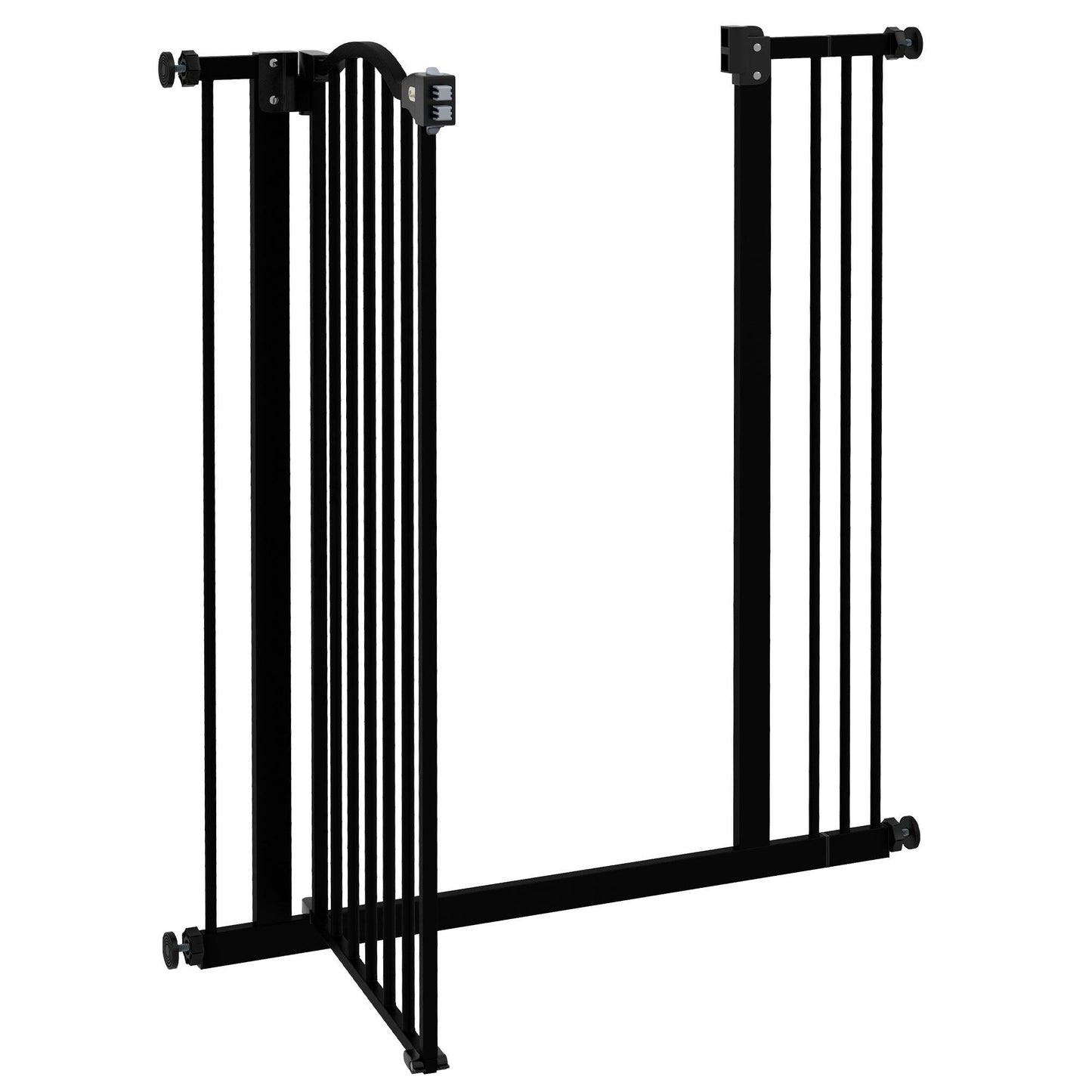 PawHut Metal Pet Safety Gate Dog Gate Folding Fence, Black - ALL4U RETAILER LTD