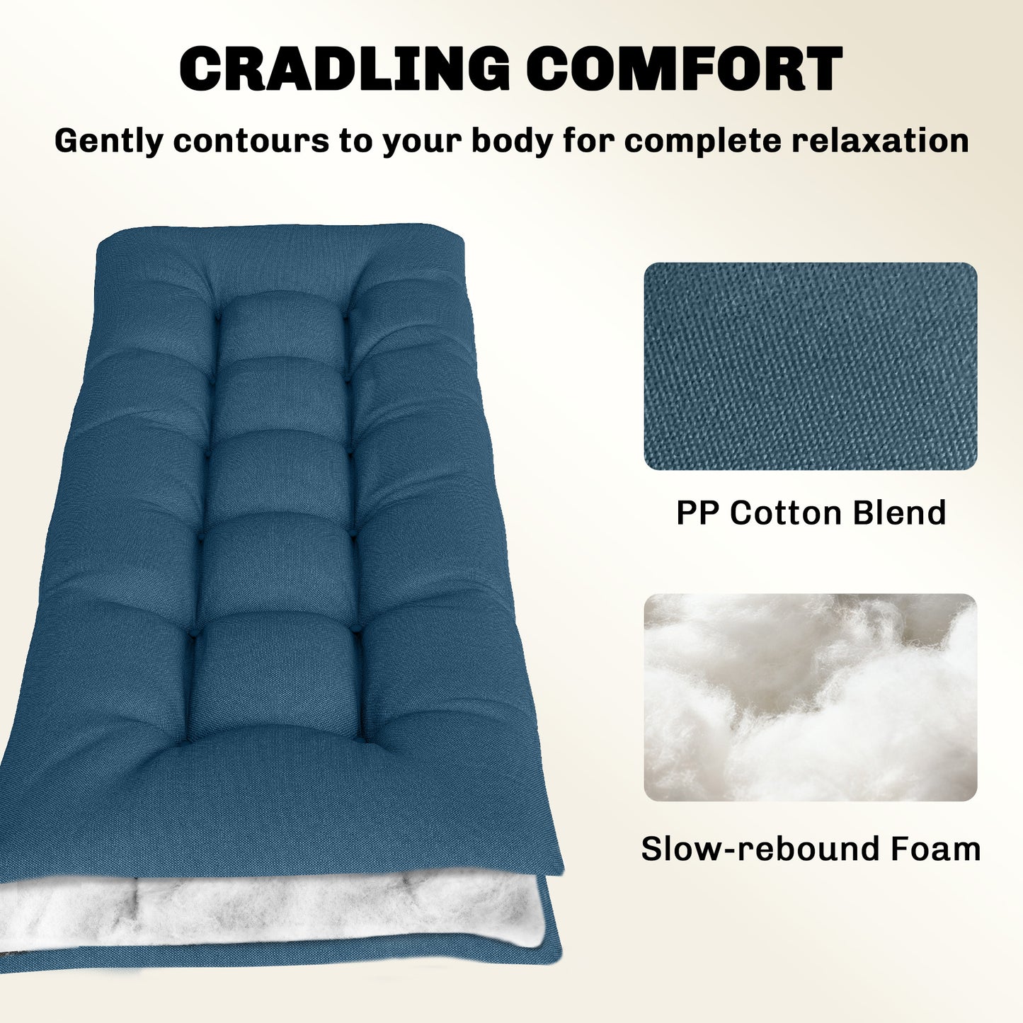 Outsunny Memory Foam Sun Lounger Cushion With Ties For 190 X 60 Cm Lounger Outdoor Blue Pad