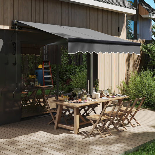 Outsunny 2.5m By 2m Electric Retractable Awning With Remote Control Aluminum Frame UV30 Sun Shade Canopy Dark Grey