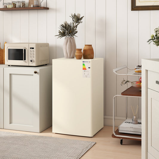 HOMCOM 91L Beige Under Counter Fridge with Chiller Box, Removable Shelf, Reversible Door, Adjustable Legs