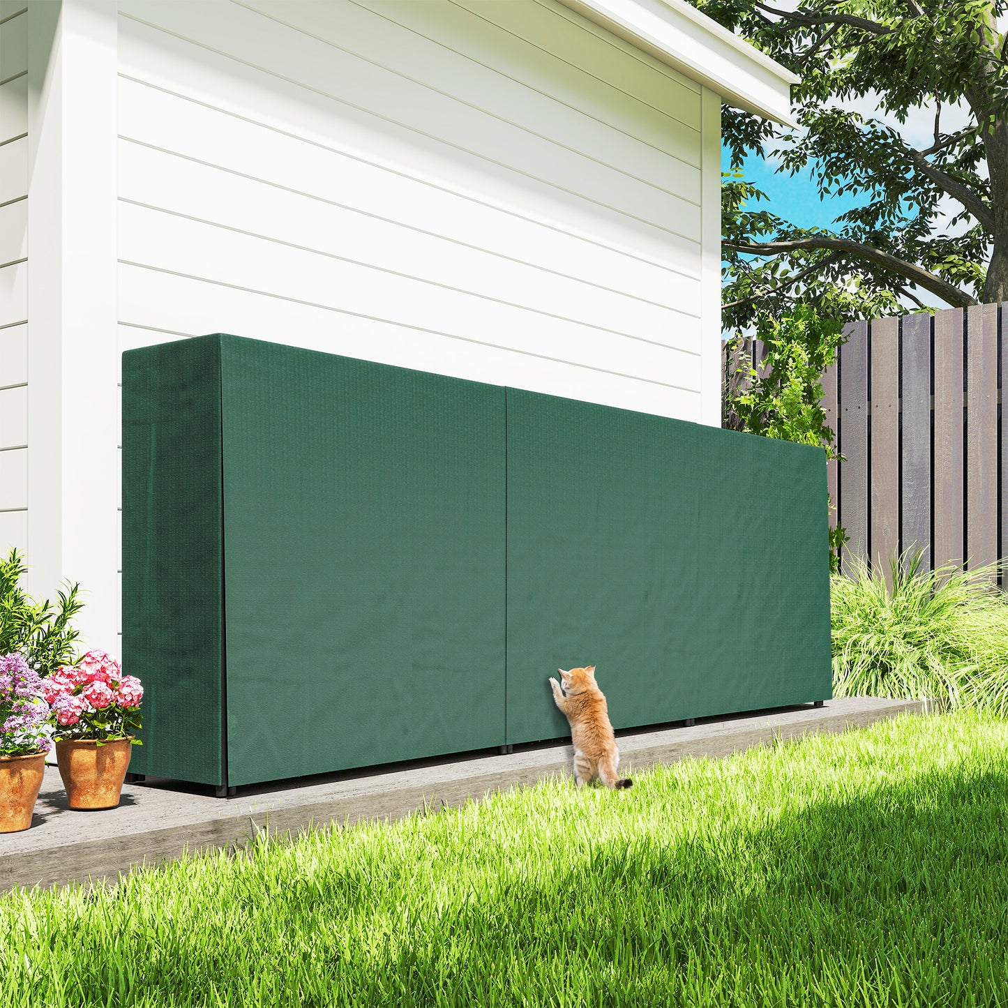 Outsunny Firewood Rack With Waterproof Cover, Heavy Duty Metal Log Storage For Outdoor Indoor Fireplace, 300x36x99 Cm
