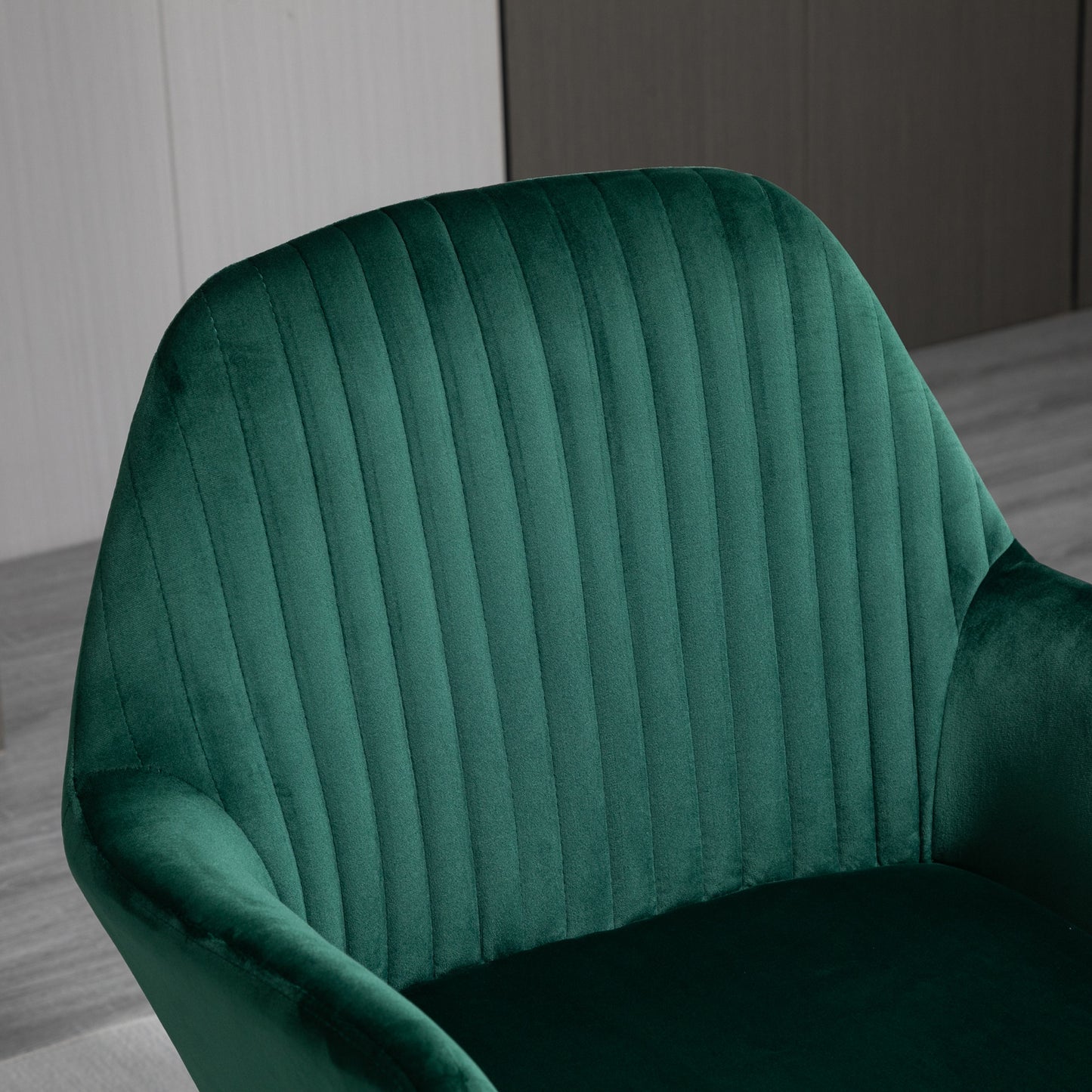 HOMCOM Modern Upholstered Arm Chair With Metal Base Velvet Feel Accent Chair For Living Room Green