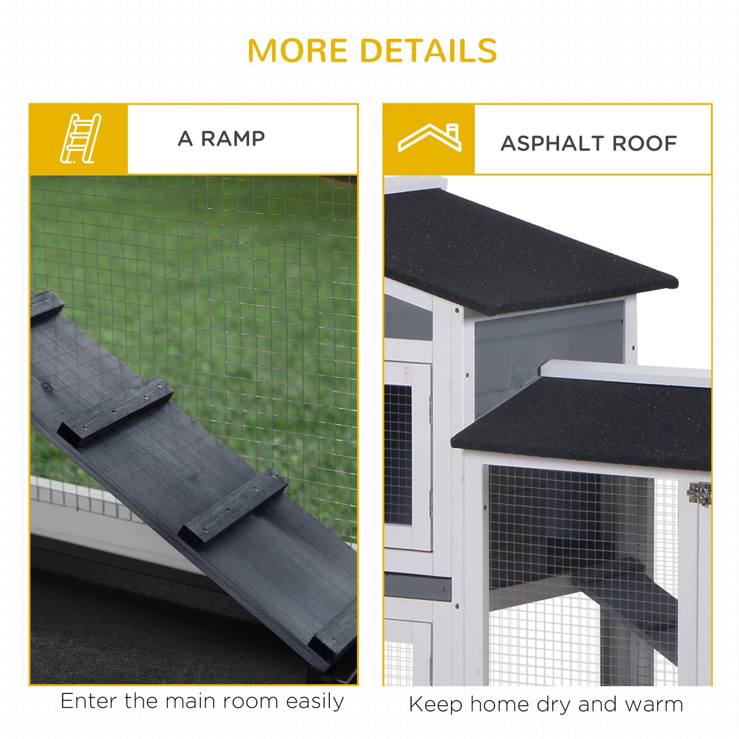 PawHut Deluxe Grey Wooden 2-Tier Rabbit Hutch with Removable Tray and Ramp - ALL4U RETAILER LTD