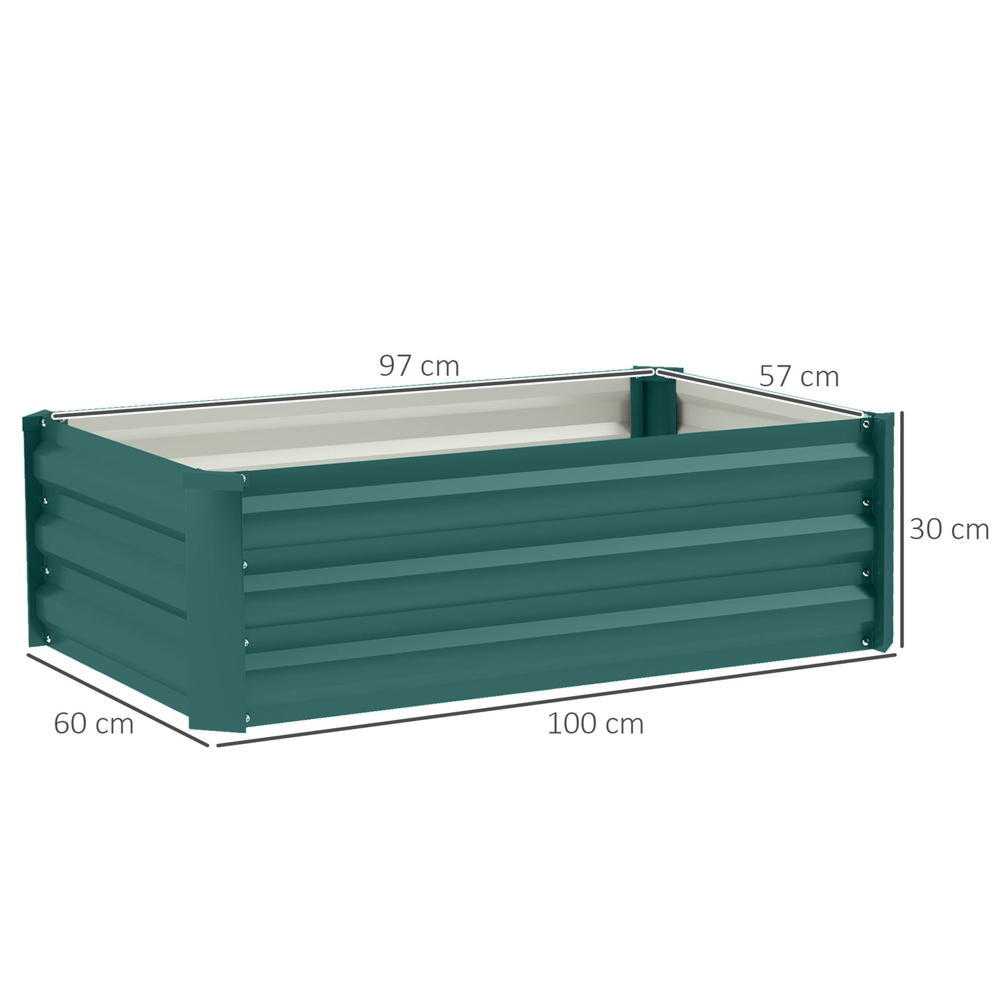Outsunny Set of Two 100 x 60 cm Galvanised Steel Raised Planter Boxes Green Outdoor Garden