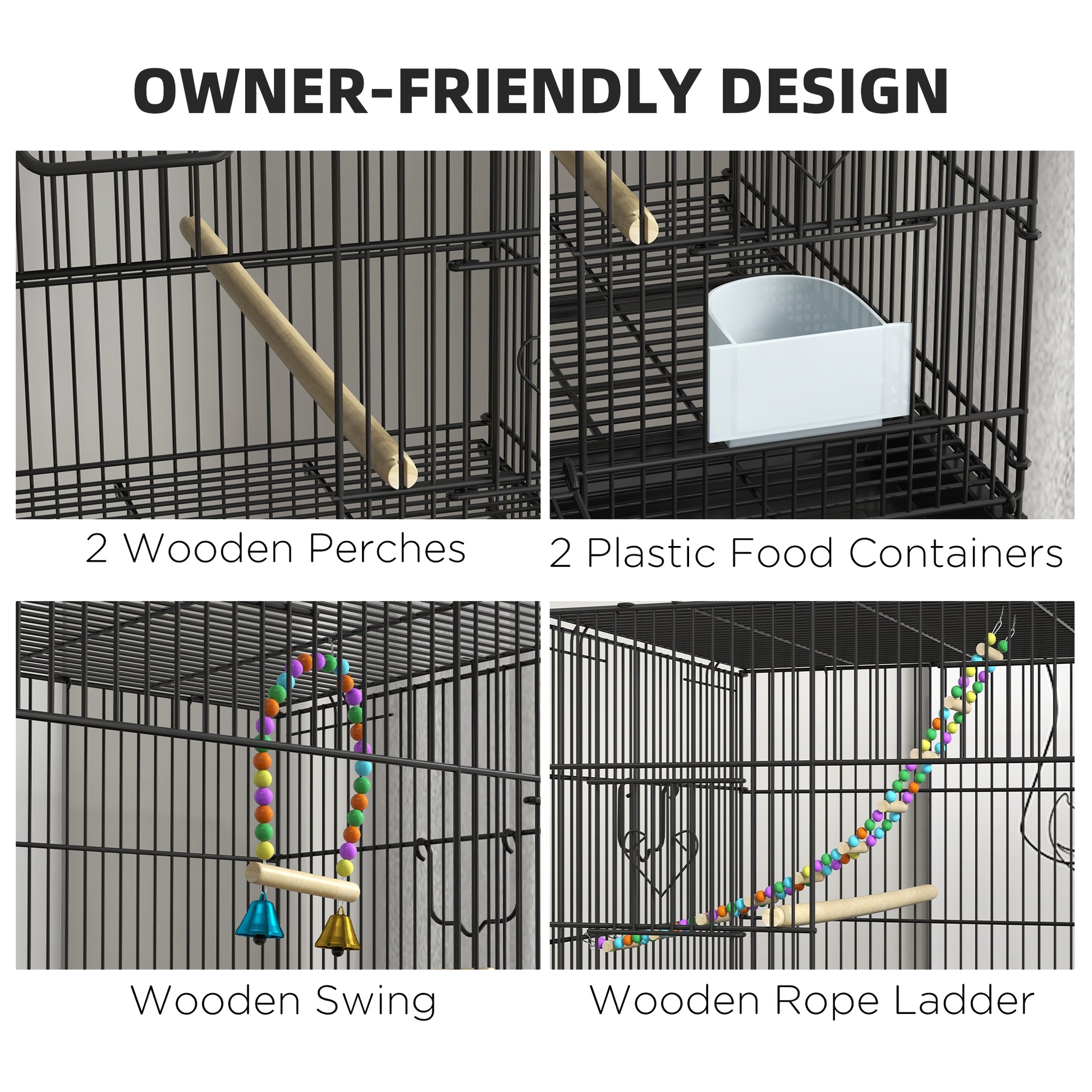 PawHut Double Decker Mobile Bird Cage with Stand for Canaries - ALL4U RETAILER LTD