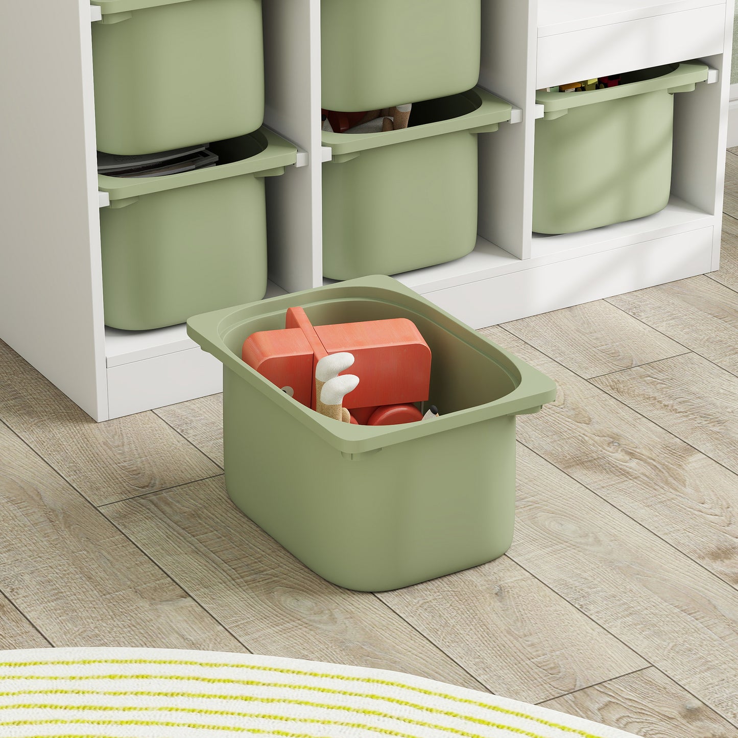 Aiyaplay Three Layer Toy Storage Organiser For Kids Ages 3 To 8 With Removable Bins Green