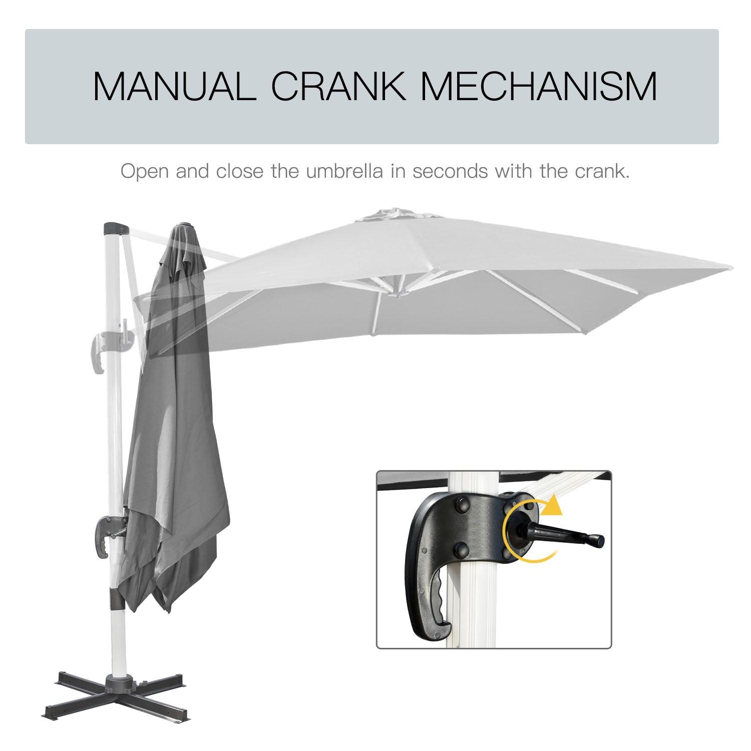 Outsunny 3x3m Grey Cantilever Parasol with Cross Base - ALL4U RETAILER LTD