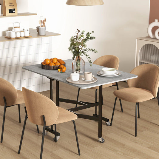 HOMCOM Drop Leaf Table, Folding Dining Table, Rolling Kitchen Table 120cm Grey - ALL4U RETAILER LTD
