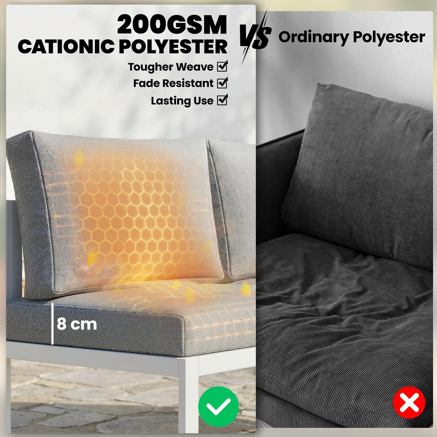 Outsunny 6 Seater Metal Garden Furniture Corner Sofa Set With 3 Loveseats Faux Wood Table Texteline Seat Cushions White
