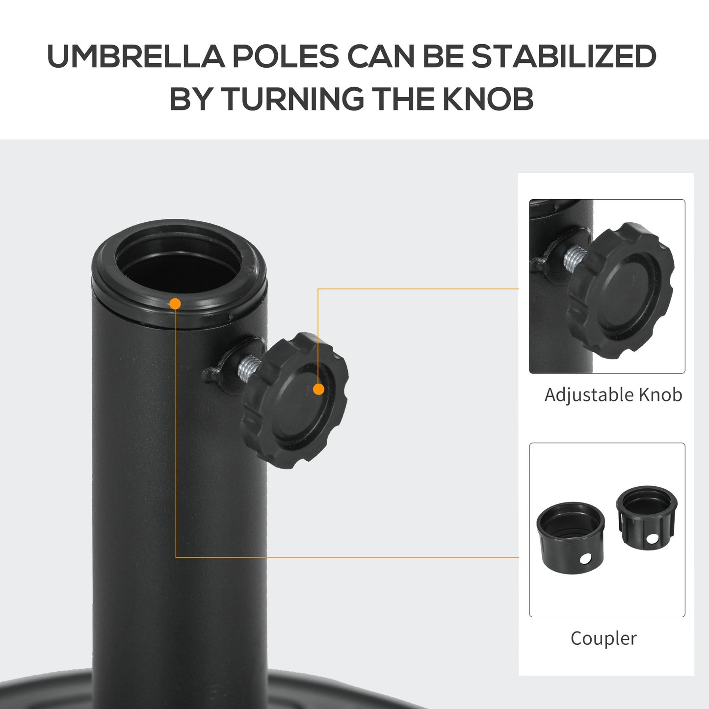 Outsunny Heavy Duty Concrete Umbrella Base Holder With Steel Pole Round Parasol Stand For Patio Garden Outdoor Black