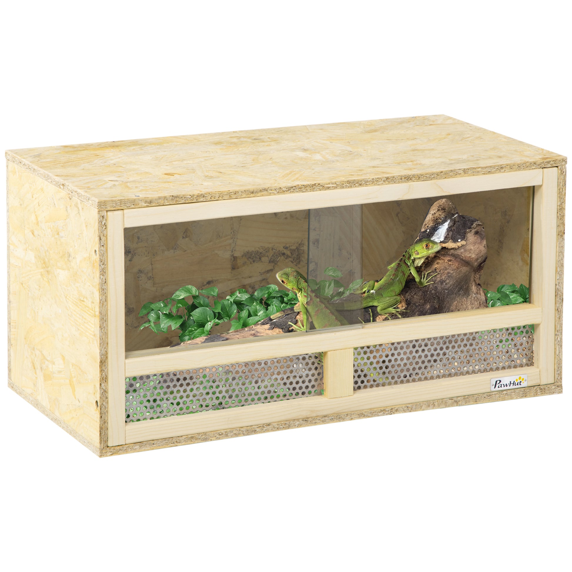 PawHut Reptile Habitat Terrarium with Sliding Glass Doors and Ventilated Mesh for Lizards and Snakes - ALL4U RETAILER LTD