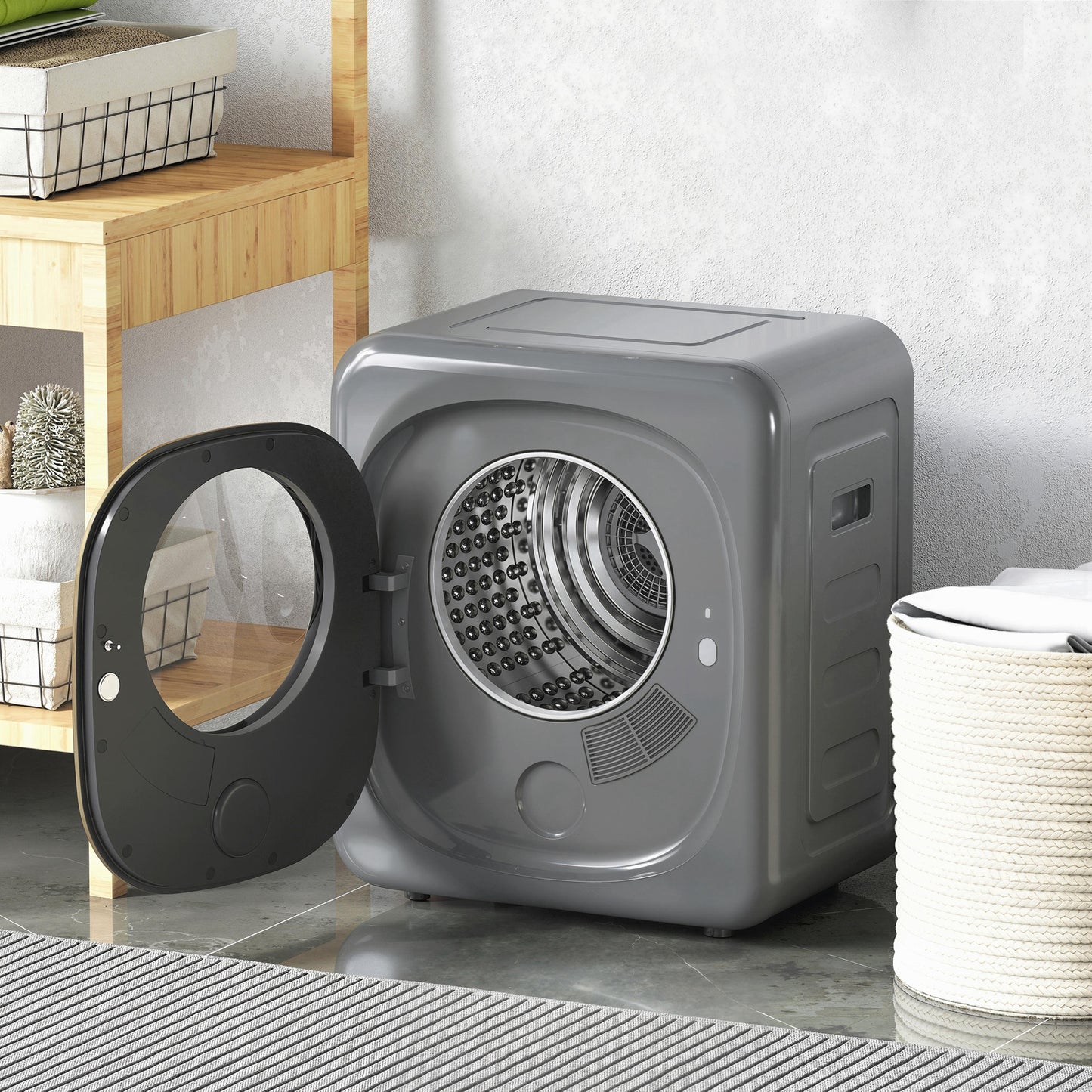 HOMCOM 4kg Vented Tumble Dryer With Five Drying Modes 800W Compact Freestanding Front Tumble Dryer Grey