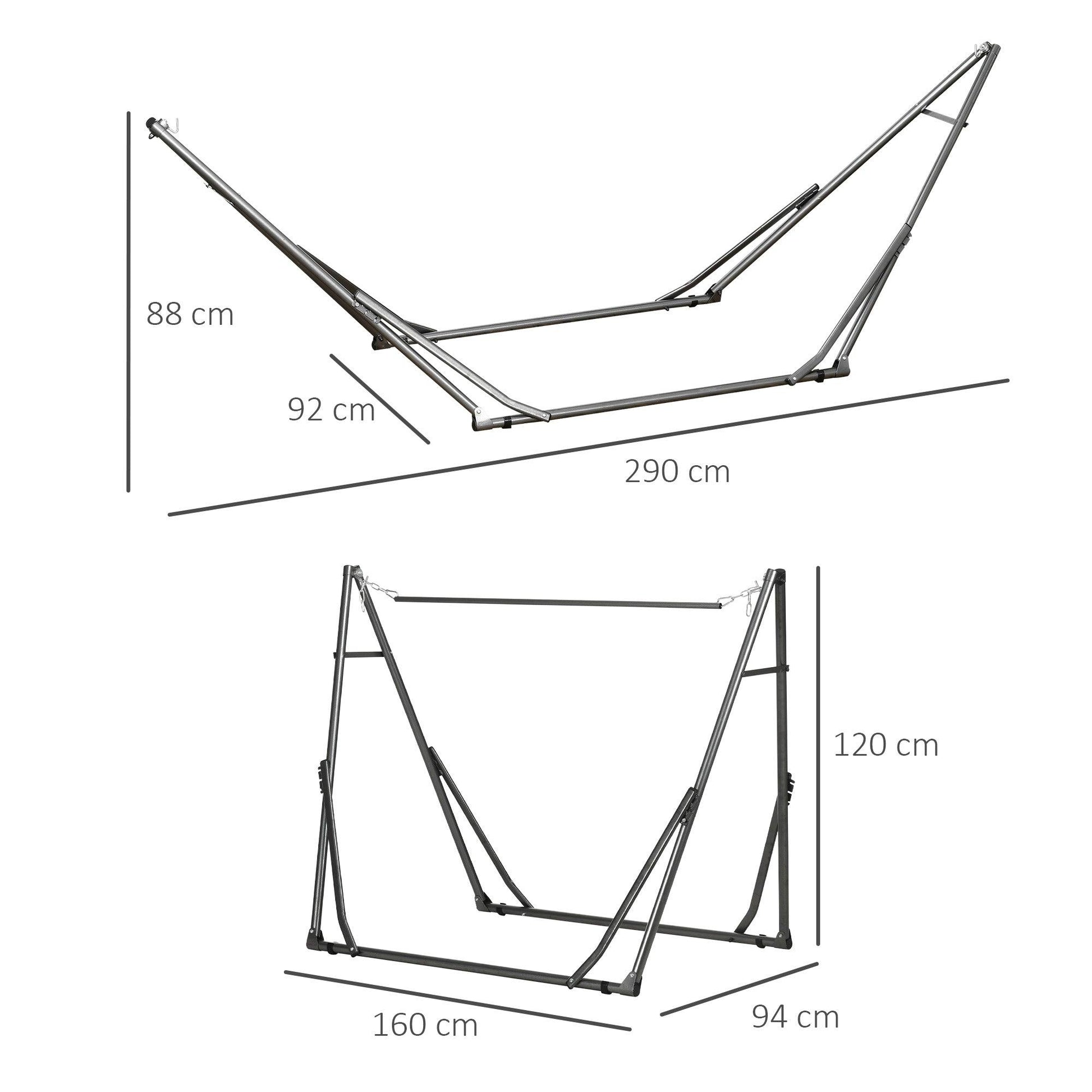 Outsunny Foldable Hammock Stand, 2 in 1 Hammock Net Stand & Clothes Drying Rack - ALL4U RETAILER LTD