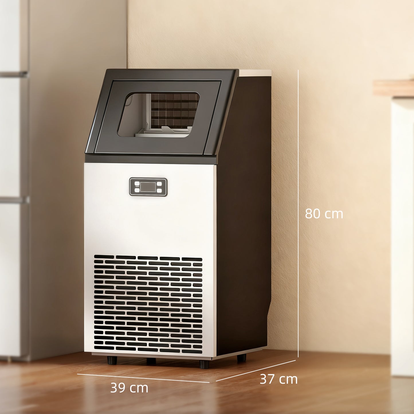 HOMCOM Commercial Ice Maker Machine With Self Cleaning LCD Display 45kg 24H 11kg Ice Storage For Home Office Bar