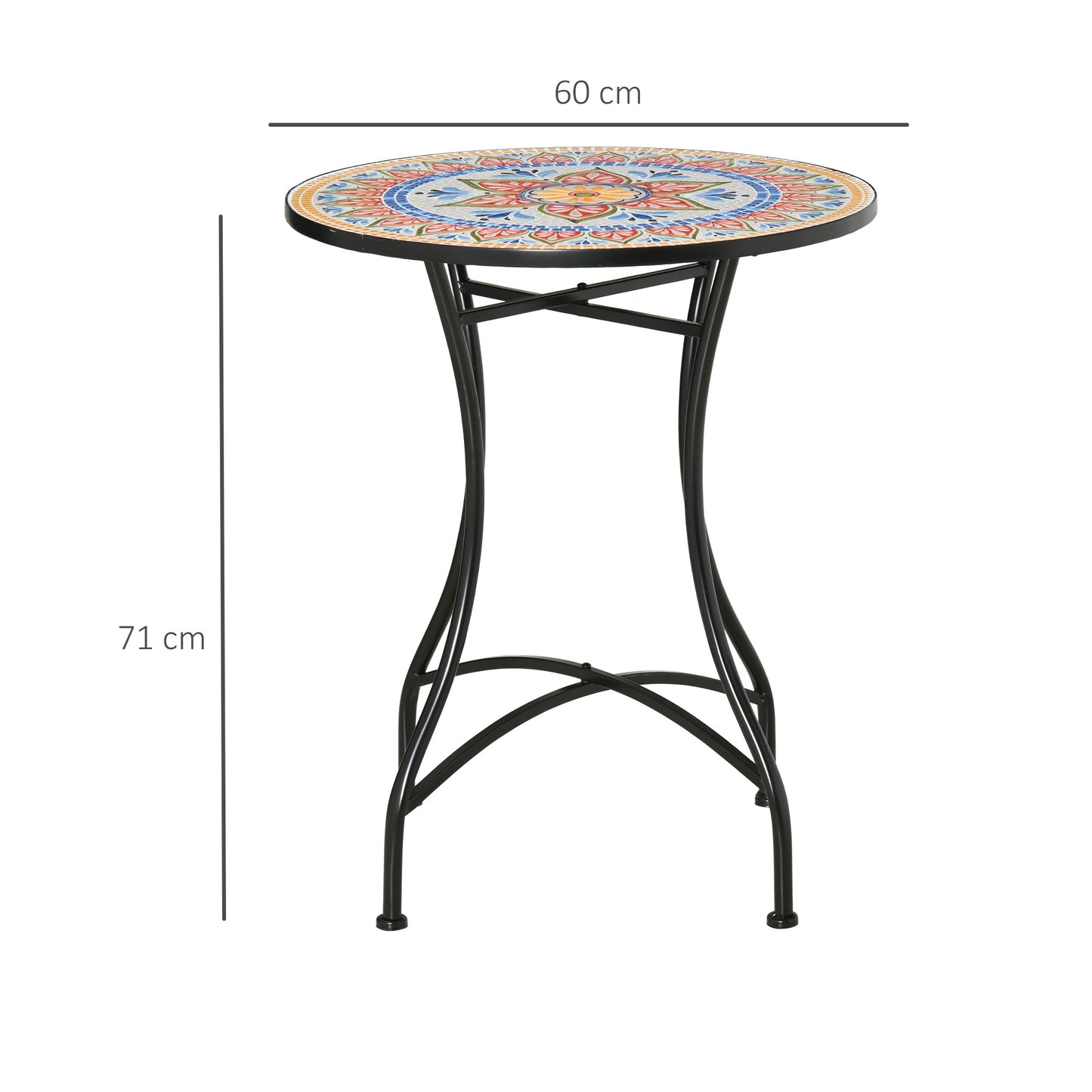 Outsunny Î¦60cm Mosaic Outdoor Patio Table - Red