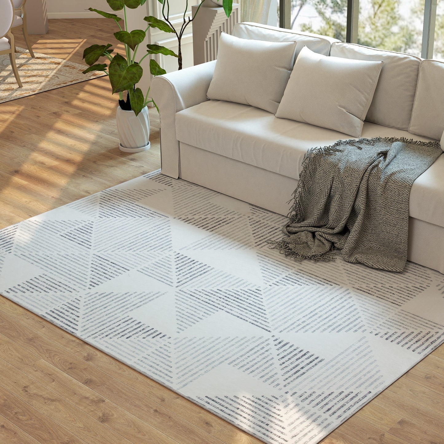 HOMCOM Modern Geometric Area Rug 230x160 cm Non Slip Washable Carpet for Living Room Bedroom Office Grey