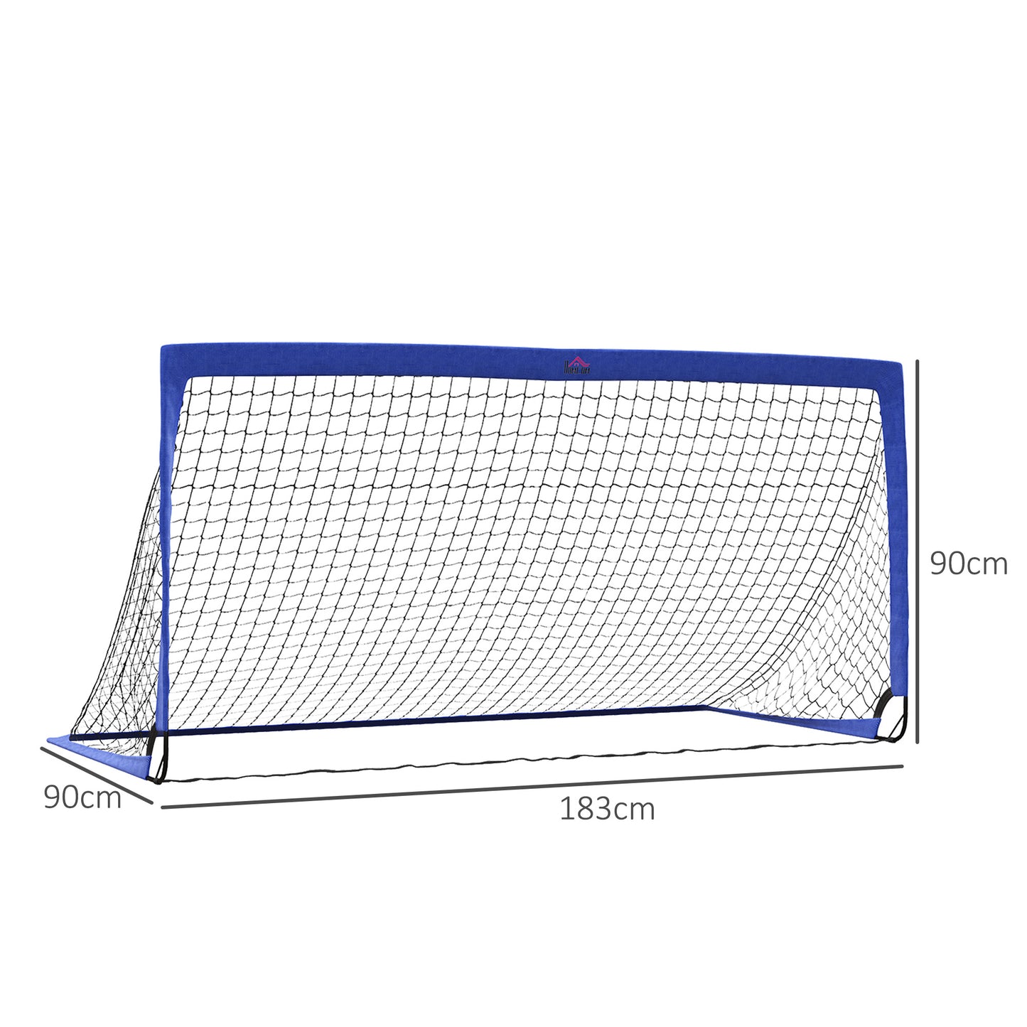 HOMCOM Portable Set of 2 Soccer Goal Nets 6 x 3 ft for Outdoor Training with Carry Bag - Blue - ALL4U RETAILER LTD