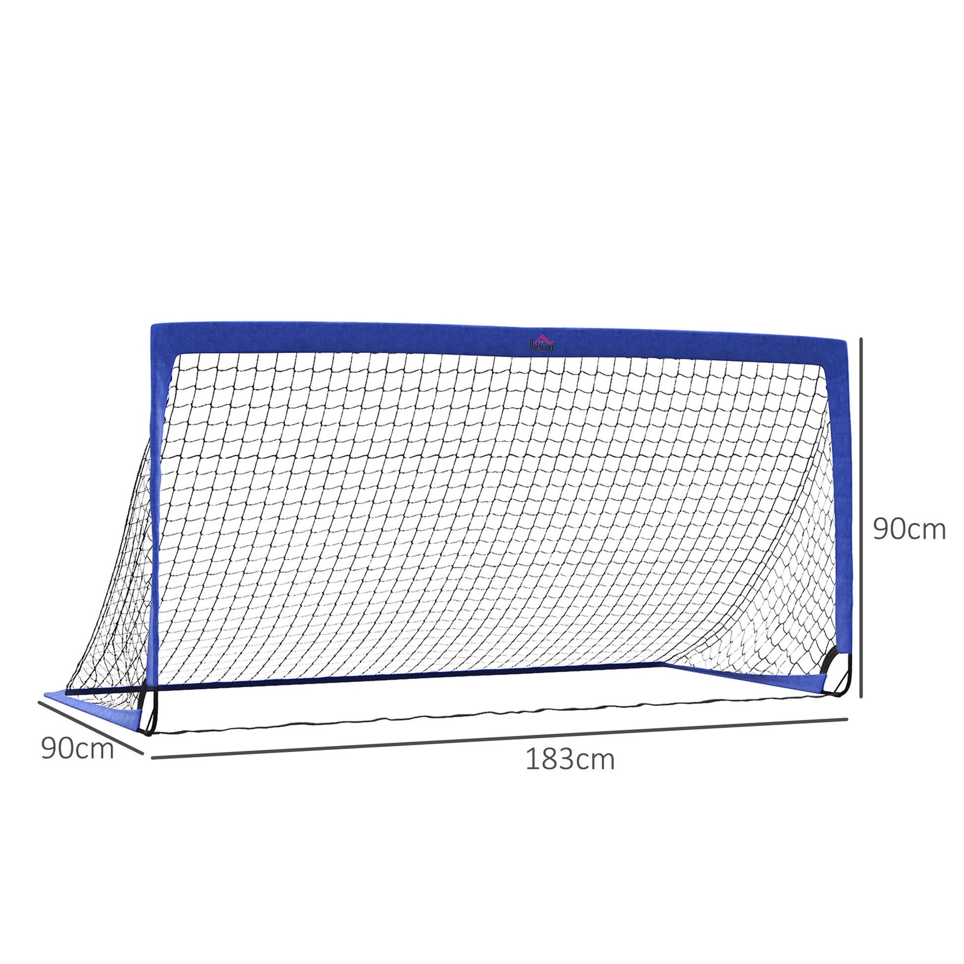 HOMCOM Portable Set of 2 Soccer Goal Nets 6 x 3 ft for Outdoor Training with Carry Bag - Blue - ALL4U RETAILER LTD