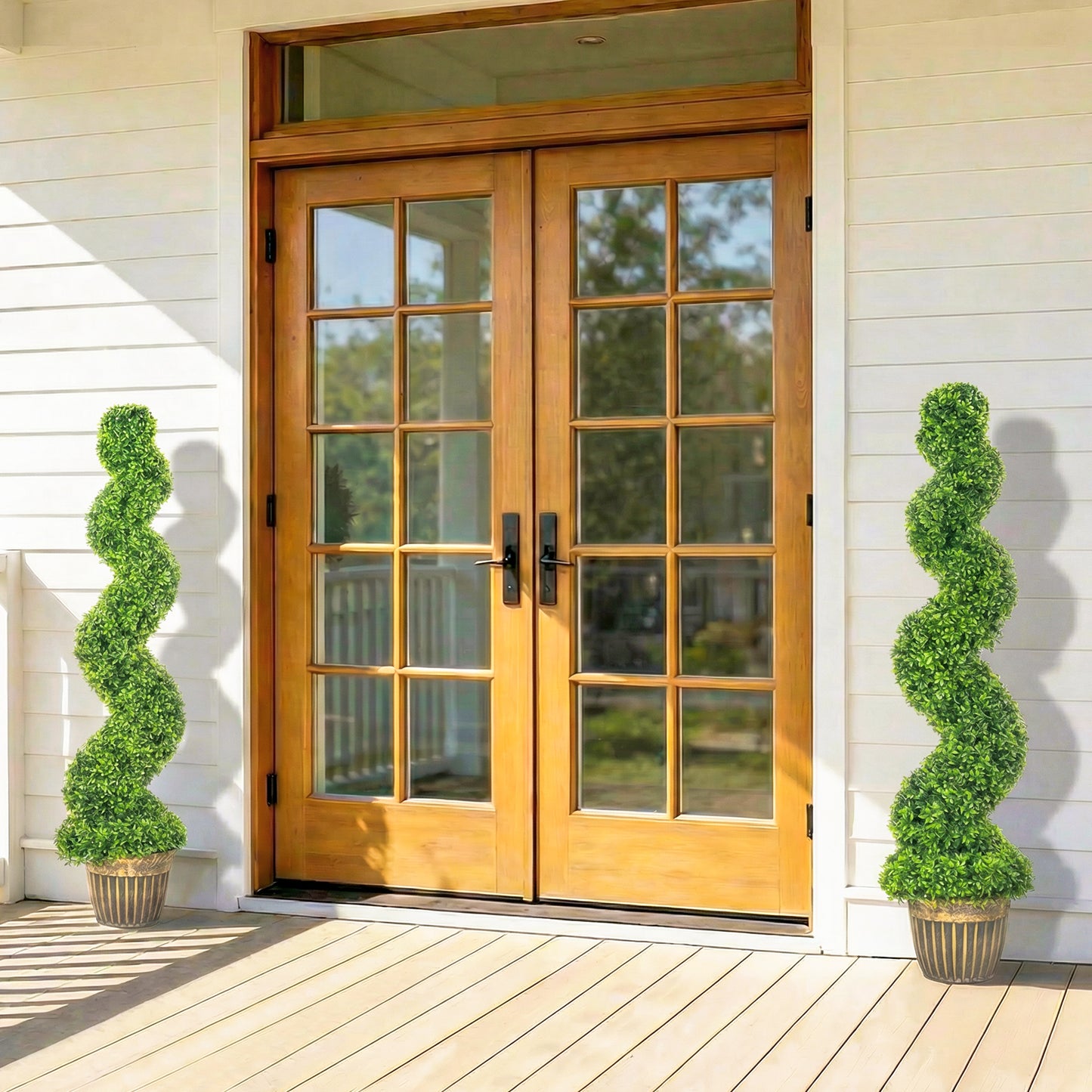 HOMCOM Set Of 2 Artificial Spiral Boxwood Trees With Pots For Home Indoor Outdoor Decor 150cm