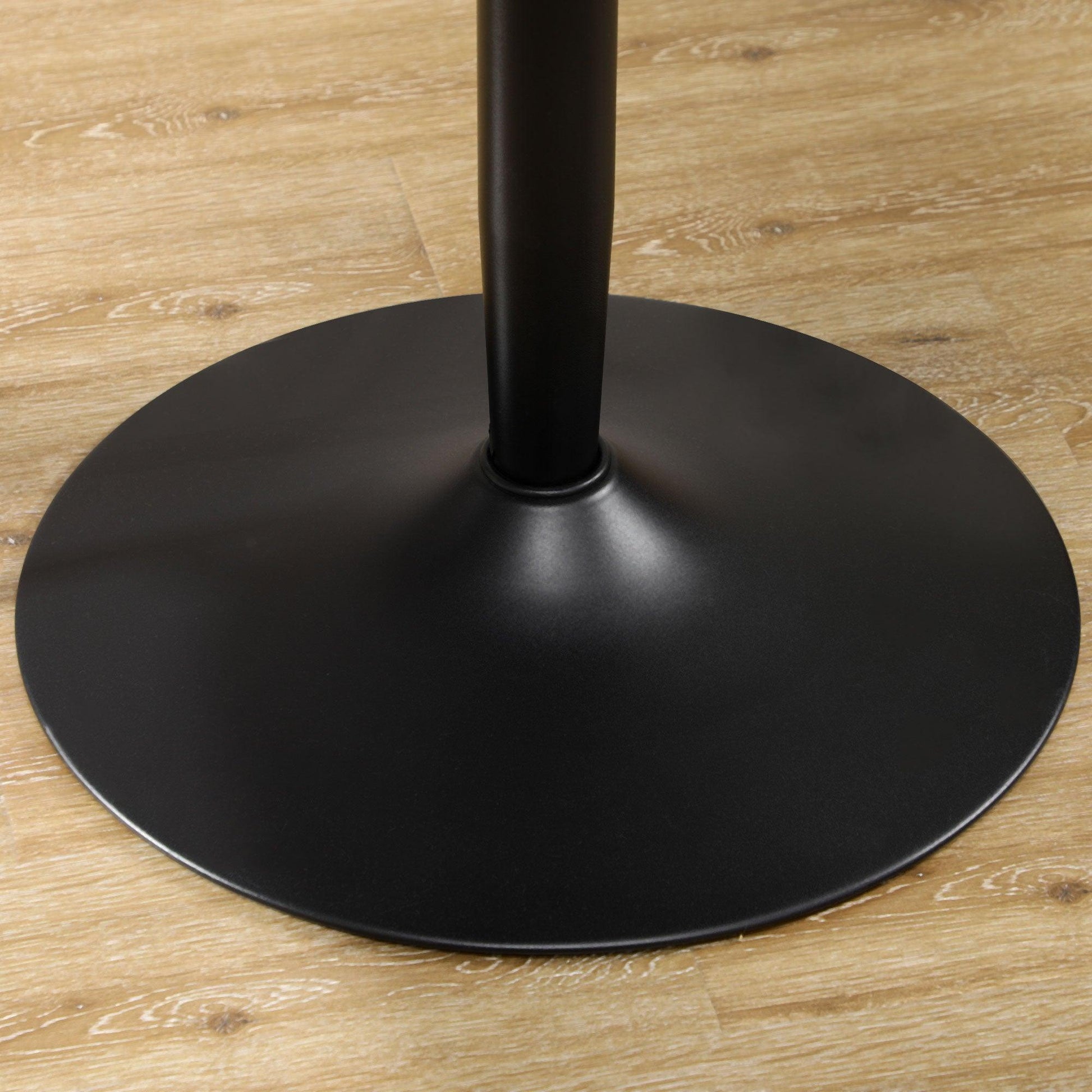 HOMCOM Modern Round Dining Table, Steel Base, Non-slip Foot Pad, Space Saving Small Table, Black - ALL4U RETAILER LTD