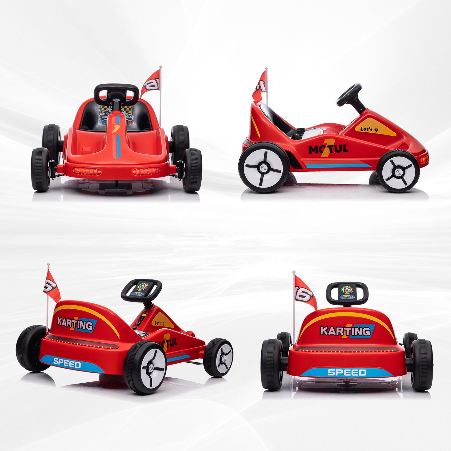 AIYAPLAY Kids Electric Go Kart with Lights, Music & Horn - Safe Fun for Ages 3-5, Red