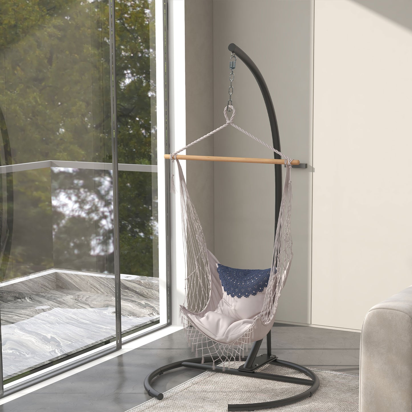 Outsunny Hanging Hammock Chair Stand With Base For Swing And Hammock Chair Indoor Outdoor Heavy Duty 330 Lbs Black